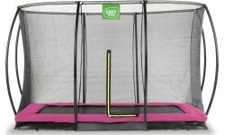 Грунтовый батут EXIT Silhouette 214x305 см с защитной сеткой, прямоугольный – розовый