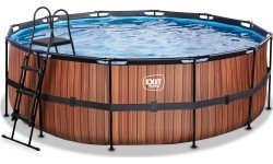 EXIT Wood pool ø427x122cm with filter pump - brown