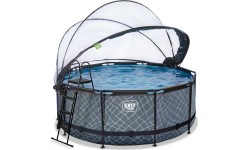 EXIT Stone pool ø360x122cm with dome and sand filter pump - grey