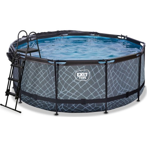 EXIT Stone pool ø360x122cm with dome and sand filter pump - grey
