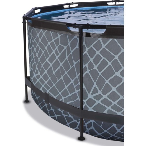 EXIT Stone pool ø360x122cm with dome and sand filter pump - grey