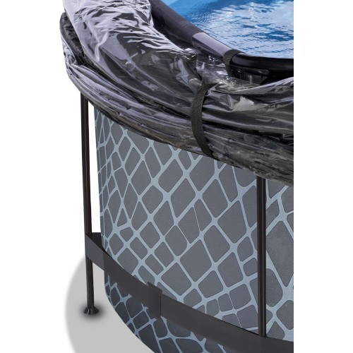 EXIT Stone pool ø360x122cm with dome and sand filter pump - grey