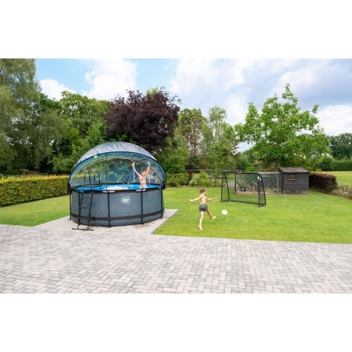 EXIT Stone pool ø360x122cm with dome and sand filter pump - grey