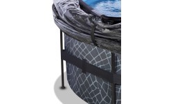 Baseins EXIT Stone ø450x122 cm ar kupolu, smilšu filtru un siltumsūkni, pelēks