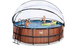 EXIT Wood baseins ø450x122cm ar kupolu, smilšu filtru un siltumsūkni - brūns