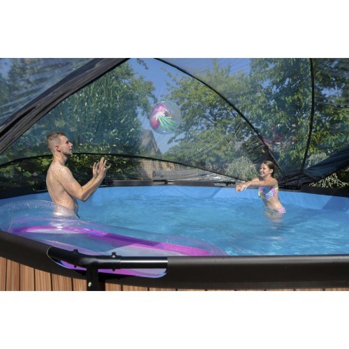 EXIT Wood baseins ø450x122cm ar kupolu, smilšu filtru un siltumsūkni - brūns