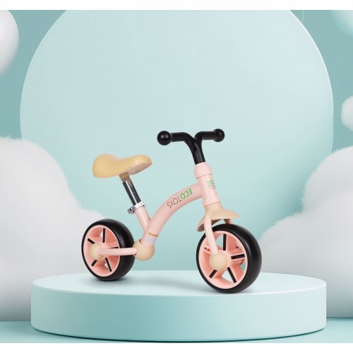 Bērnu trīsritenis ar EVA riteņiem un regulējamu sēdekli, rozā, ECOTOYS