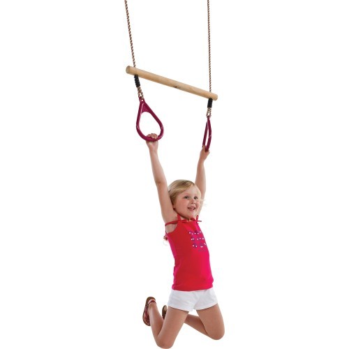 wooden ring trapeze with plastic ri