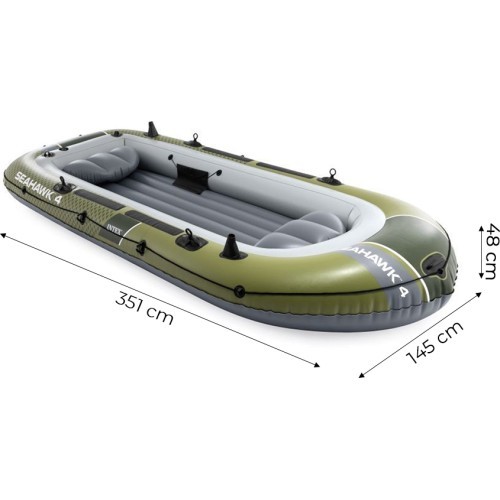 Piepūšamā laiva Intex Seahawk 4, 4 personām, ar pumpi un 2 airiem, 66334