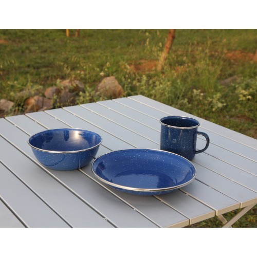 Enamel Plate Origin Outdoors Deep 20cm, Blue