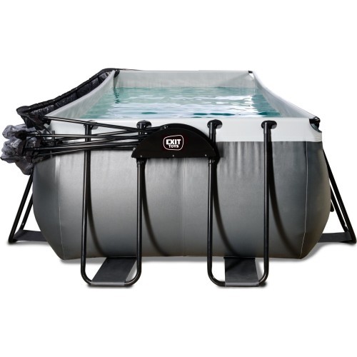 Бассейн EXIT Black Leather 400x200x100 см с песочным фильтр-насосом и куполом, чёрный