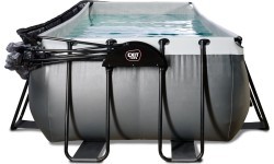 Бассейн EXIT Black Leather 400x200x100 см с песочным фильтр-насосом и куполом, чёрный