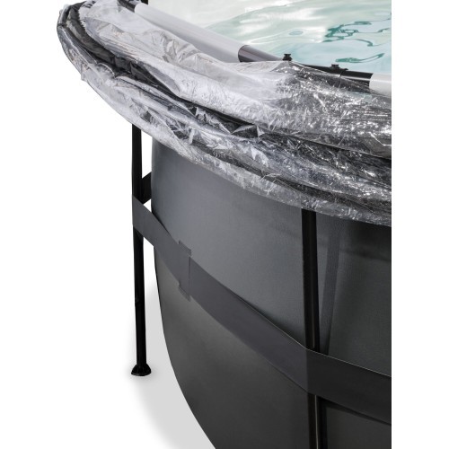 Бассейн EXIT Black Leather ø488x122 см с песочным фильтр-насосом и куполом, чёрный