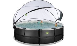 EXIT Black Leather pool ø488x122cm with sand filter pump and dome - black