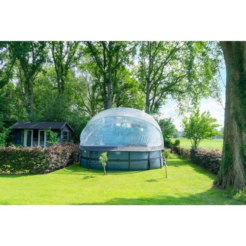 EXIT Black Leather pool ø488x122cm with sand filter pump and dome - black