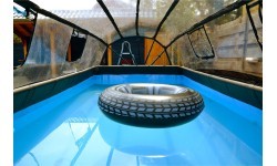 EXIT Black Leather pool 400x200x100cm with sand filter pump and dome and heat pump - black