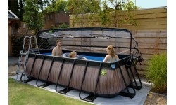 EXIT Black Leather pool 400x200x100cm with sand filter pump and dome and heat pump - black