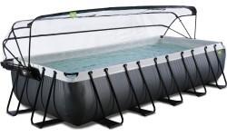 Бассейн EXIT Black Leather 540x250x100 см с песочным фильтр-насосом, куполом и тепловым насосом – чёрный