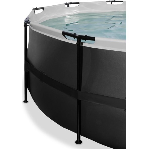 EXIT Black Leather baseins ø488x122 cm ar smilšu filtra sūkni, kupolu un siltumsūkni, melns