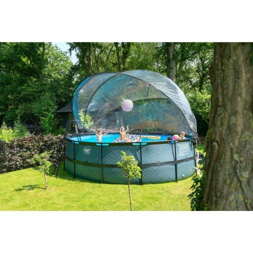 EXIT Black Leather pool ø488x122cm with sand filter pump and dome and heat pump - black