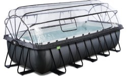 Baseins EXIT Black Leather 540x250x122cm ar smilšu filtru, kupolu un siltumsūkni – melns