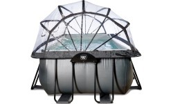 Baseins EXIT Black Leather 540x250x122cm ar smilšu filtru, kupolu un siltumsūkni – melns