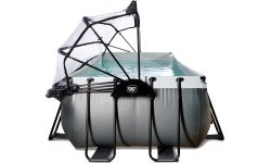 Baseins EXIT Black Leather 540x250x122cm ar smilšu filtru, kupolu un siltumsūkni – melns