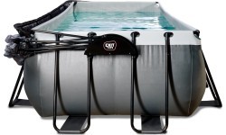 EXIT Black Leather pool 540x250x122cm with sand filter pump and dome and heat pump - black