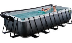 Baseins EXIT Black Leather 540x250x122cm ar smilšu filtru, kupolu un siltumsūkni – melns