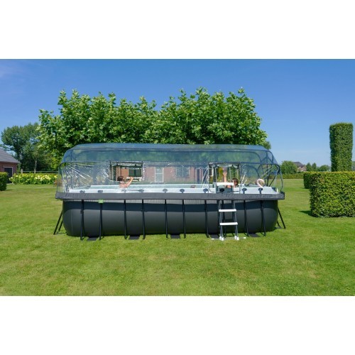 Baseins EXIT Black Leather 540x250x122cm ar smilšu filtru, kupolu un siltumsūkni – melns