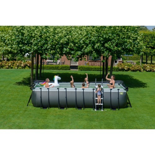 Baseins EXIT Black Leather 540x250x122cm ar smilšu filtru, kupolu un siltumsūkni – melns
