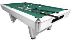 Billiard Table, Pool, Triumph Plus, 8 ft., Matt White, 8 ft., Club Cloth yellow green