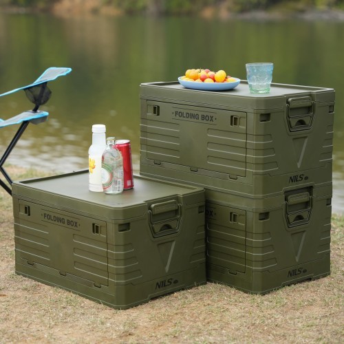 NCB4004 FOLDING CAMPING BOX WITH LID GREEN 50L NILS CAMP