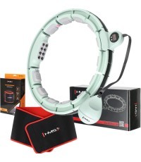 SET HULA HOOP MAGNETIC GREEN HHM13 WITH WEIGHT + COUNTER HMS + WAIST SUPPORT BR163 BLACK