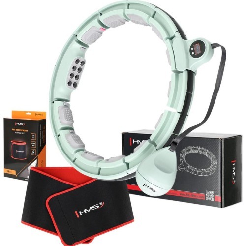SET HULA HOOP MAGNETIC GREEN HHM13 WITH WEIGHT + COUNTER HMS + WAIST SUPPORT BR163 BLACK
