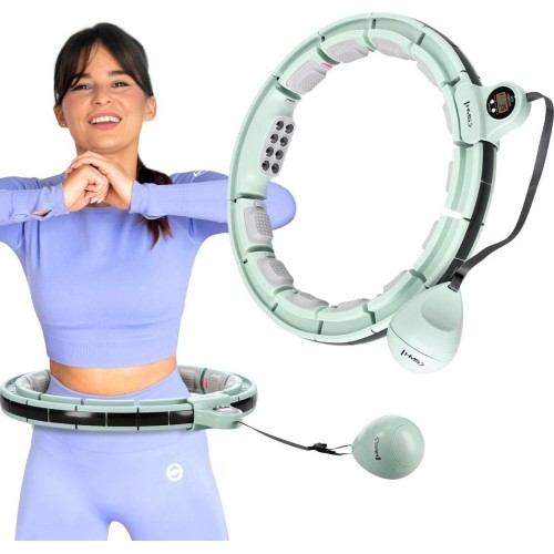SET HULA HOOP MAGNETIC GREEN HHM13 WITH WEIGHT + COUNTER HMS + WAIST SUPPORT BR163 BLACK