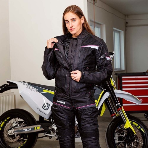 Sieviešu motociklista jaka W-TEC Progair Lady - Melna-fluo