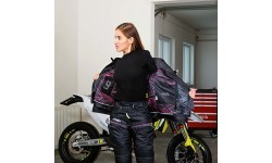 Sieviešu motociklista jaka W-TEC Progair Lady - Melna-fluo