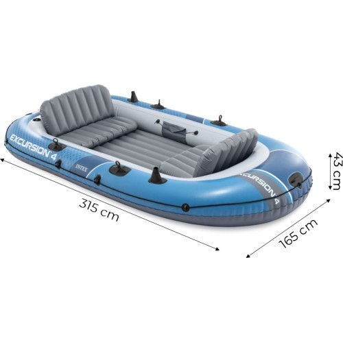 Надувная лодка Intex Excursion 4 на 4 человека, насос, 2 весла, сумка 66324