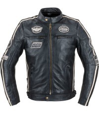Мужская кожаная куртка W-TEC Makso - Black with Patches