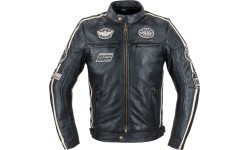 Vīriešu ādas jaka W-TEC Makso - Black with Patches