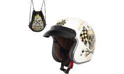 Motociklista ķivere W-TEC Kustom Black Heart - Starter, Sheen White