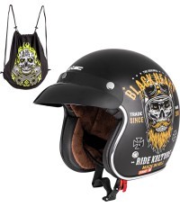 Motociklista ķivere W-TEC Kustom Black Heart - Ride Culture, Matte Black