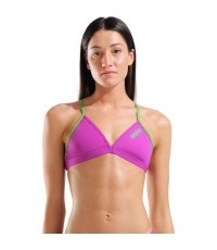 W Team Swim Top Tie Back Solid Very Fuchsia-Team Green 34 - 960