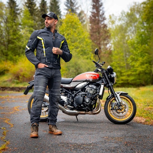 Vīriešu vasaras moto jaka W-TEC Mirelio - Melns un pelēks