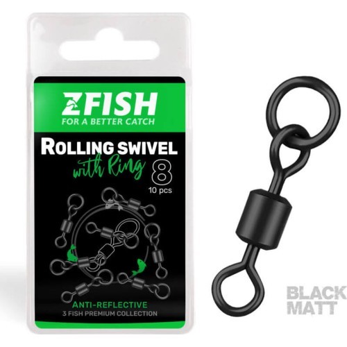ZFISH Rolling Swivel with Ring Black Matt size 8/26Kg