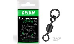 Вертлюг вращающийся с кольцом ZFISH Black Matt, размер 8/26 кг