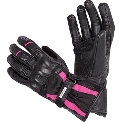 Women’s Leather Motorcycle Gloves W-TEC Pocahonta - Pink-Black