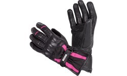 Women’s Leather Motorcycle Gloves W-TEC Pocahonta - Pink-Black