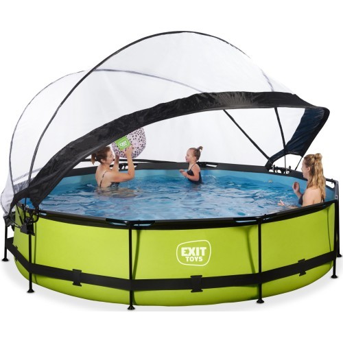 EXIT Lime pool ø360x76cm with dome and filter pump - green